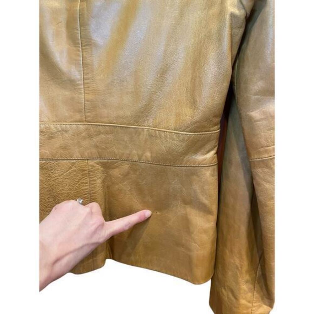 Vintage Wilson's Leather‎ Maxima Camel Brown Button Biker Style Collared Jacket - Picture 11 of 16